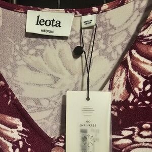 New Leota Purple white textured Butterfly Zoe Midi Jersey Dress Medium